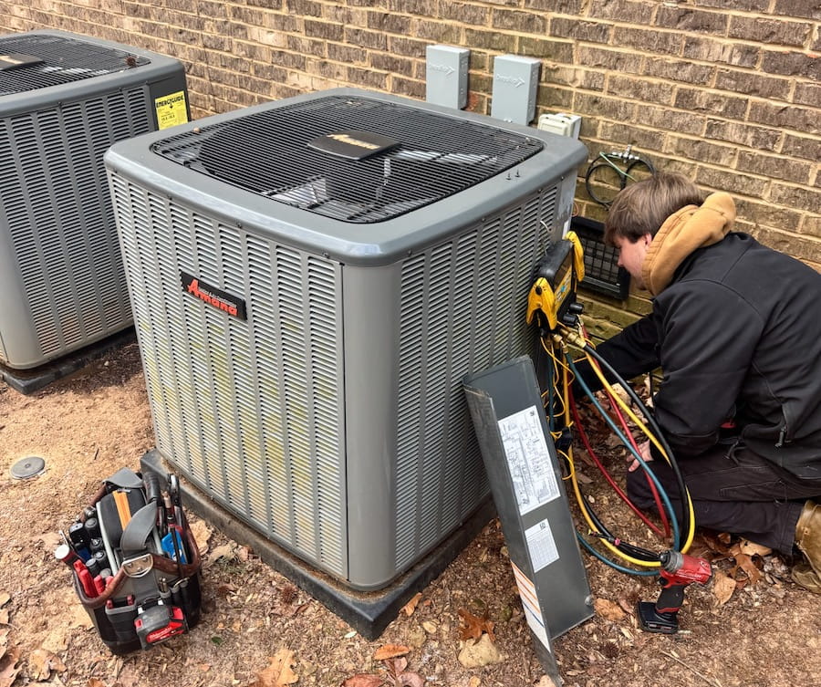 HVAC system being repaired in Madison, AL